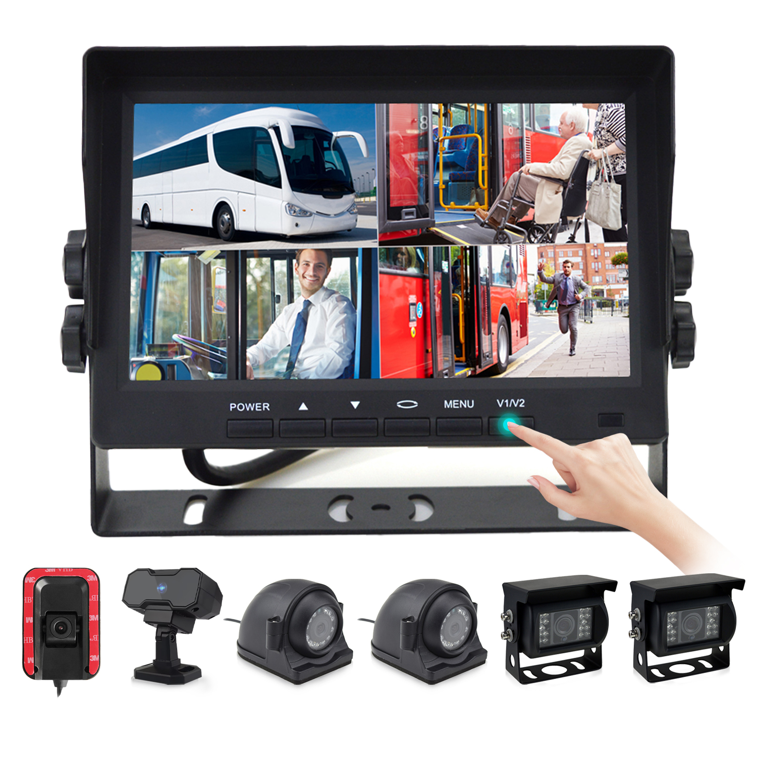 7-inch 4-channel in-car HD AI reversing camera system VD-7078FD