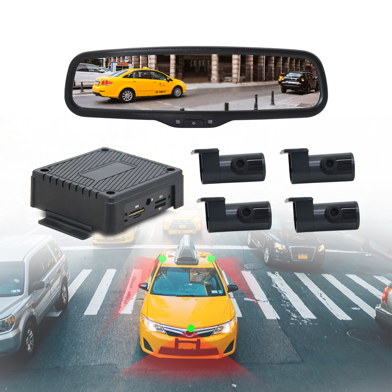 Mini Taxi DVR System 1080P HD W/ Night Vision GPS Tracking 512GB Storage for Vehicle Security Surveillance Monitoring
