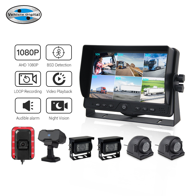 9 Inch 6CH AI Rear View Monitor with BSD Car System and Blind Area Parallel Auxiliary System